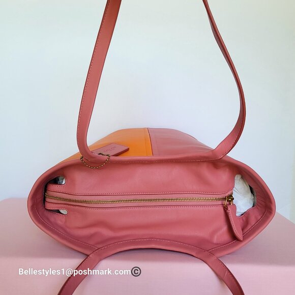 COACH Bea Colorblocked Smooth Leather Large Tote -Taffy Orange multi color ⭐ - Picture 10 of 16